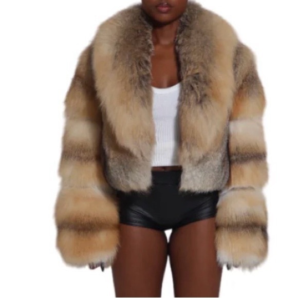 Jackets & Blazers - Varenne Official - Fox Fur Coat in Beige Fox